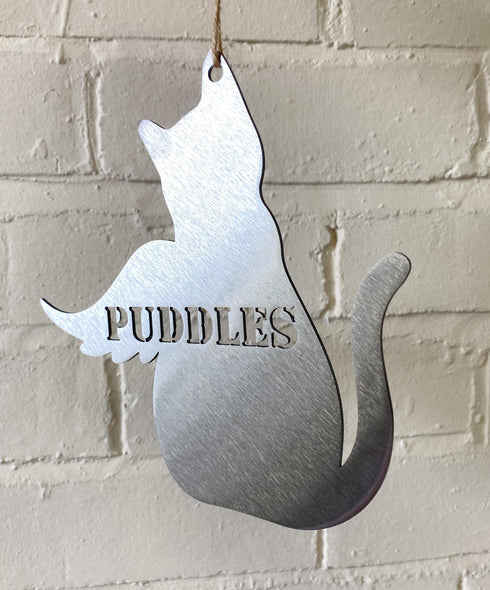 Cat Sitting With Wings - Steel Sculpture